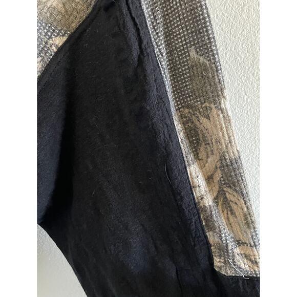 Free People Black Floral Waffle Knit Top XS Boho Streetwear Slouchy Long Sleeve - Picture 5 of 8